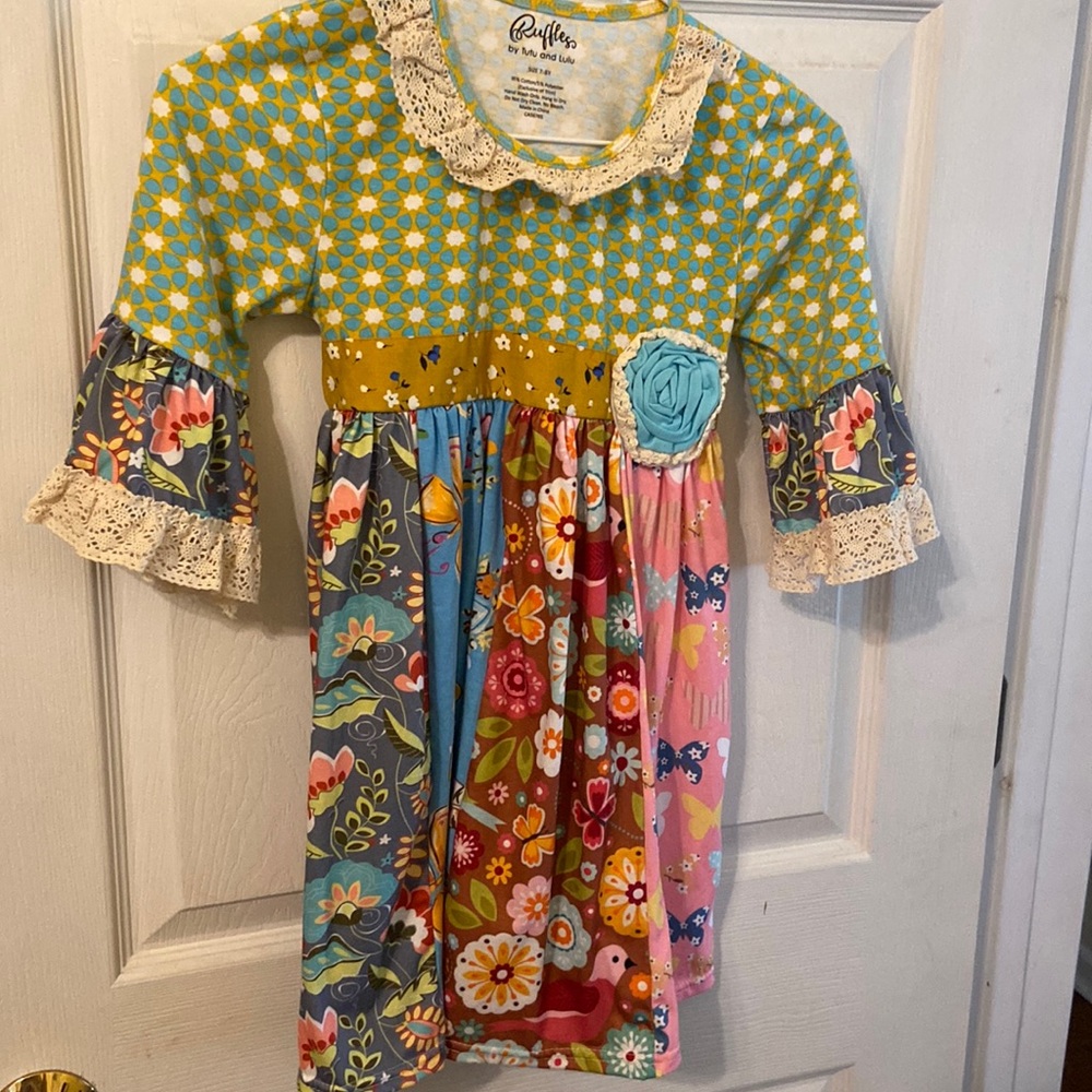 Girls RUFFLES BY TUTU AND LULU Floral DRESS ~ Size 7 - 8 Years